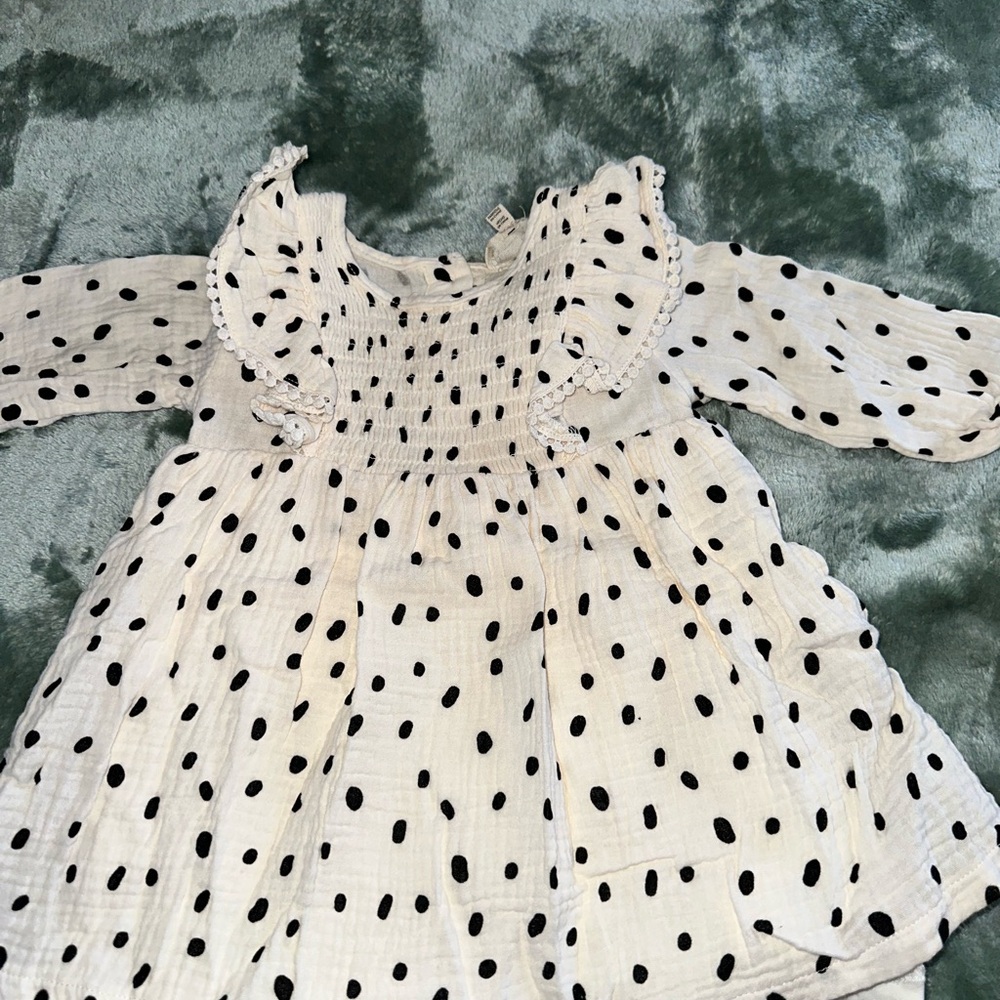 Jessica Simpson Polka Dot Kids Dress - Black and White